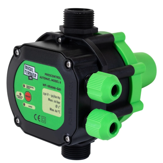 Pachet hidrofor - Pompa submersibila, Diametru pompa 77mm, 0.75KW, debit 3600l/h, inaltime maxima 80m, 17 turbine + Prescontrol automat Micul Fermier, racord 1 Tol, 1.5 kW