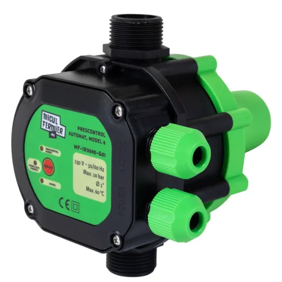 Pachet hidrofor - Pompa submersibila, Diametru pompa 77mm, 0.75KW, debit 3600l/h, inaltime maxima 80m, 17 turbine + Prescontrol automat Micul Fermier, racord 1 Tol, 1.5 kW