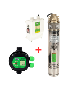Pachet hidrofor Pompa submersibila, putere 1.3kW, debit 3000l/h, pompare 60m + Presostat electronic 2.2 kW