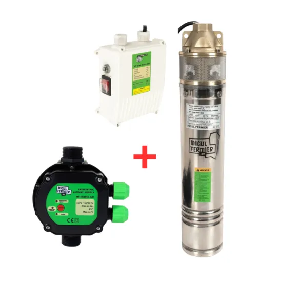 Pachet hidrofor Pompa submersibila, putere 1.3kW, debit 3000l/h, pompare 60m + Presostat electronic 2.2 kW