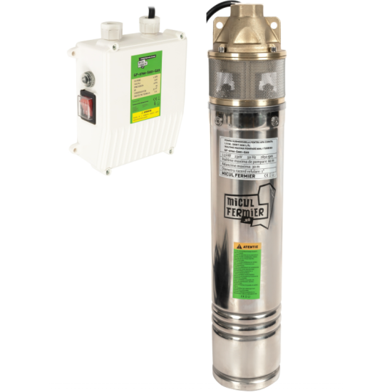 Pachet hidrofor Pompa submersibila, putere 1.3kW, debit 3000l/h, pompare 60m + Presostat electronic 2.2 kW