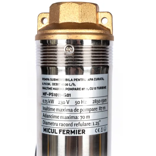 Pachet hidrofor - Pompa submersibila Micul Fermier,13 turbine, 0.75KW, debit 4500l/h, inaltime maxima 87m + Prescontrol automat Micul Fermier, racord 1 Tol, 1.5 kW