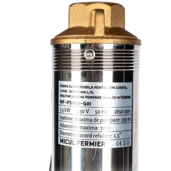 Pachet hidrofor - Pompa submersibila Micul Fermier, 19 turbine, 1.5KW, debit 5400l/h, inaltime maxima 150m + Prescontrol automat Micul Fermier, racord 1 Tol, 1.5 kW