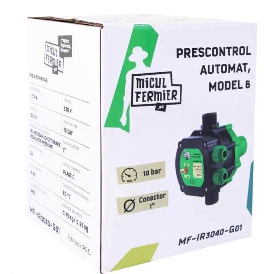 Pachet hidrofor - Pompa submersibila Micul Fermier, 19 turbine, 1.5KW, debit 5400l/h, inaltime maxima 150m + Prescontrol automat Micul Fermier, racord 1 Tol, 1.5 kW