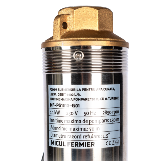 Pachet hidrofor - Pompa submersibila Micul Fermier, 16 turbine, 1.1KW, debit 5400l/h, inaltime maxima 130m + Prescontrol automat Micul Fermier, racord 1 Tol, 1.5 kW