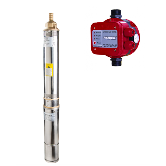 Pachet hidrofor - Pompa submersibila 550W, 1Tol, 114L/min, 56m, 8 Turbine, RD-WP70 + Presostat electronic 2.2kW