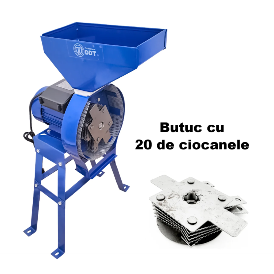 Moara electrica cu Suport pentru cereale, boabe si stiuleti porumb, DDT, 3500 W, 3000 rpm, 200 Kg/h DDT