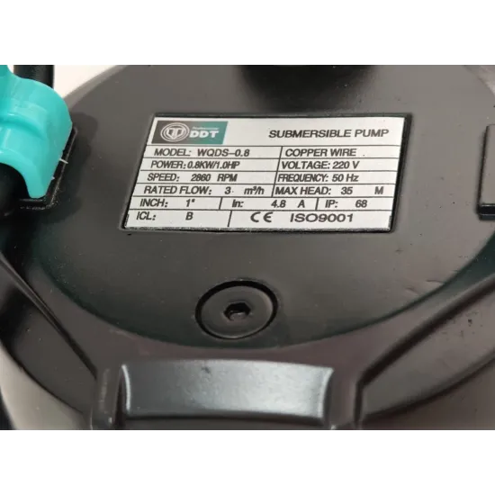 Pompa submersibila apa curata DDT WQDS-0.8 – 1.0HP, 220V, debit 3 m³/h, bobinaj cupru masiv, refulare 35m