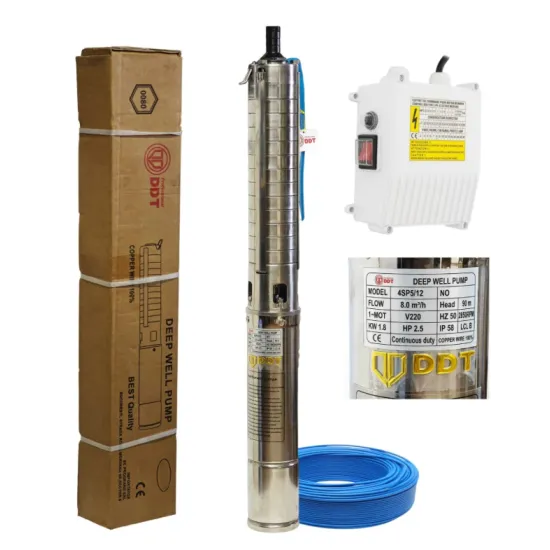Pachet hidrofor - Pompa submersibila DDT, 4SDM2/8 DDT-0077, 1500 W, carcasa inox-fonta, debit maxim 7000 L/h, inaltime maxim 120m + Presostat electronic inteligent digital reglabil DDT