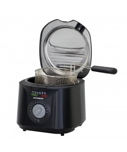Friteuza HAUSBERG, 1450 W, 2.5 litri, termostat reglabil 0 - 190 grade C, filtru detasabil din otel inoxidabil, cos cu ulei, protectie supraincalzire, picioare antiderapante, Negru
