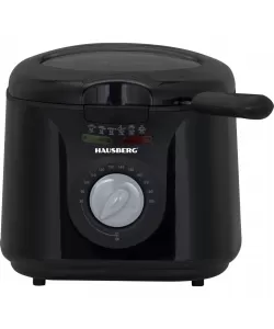 Friteuza HAUSBERG, 1450 W, 2.5 litri, termostat reglabil 0 - 190 grade C, filtru detasabil din otel inoxidabil, cos cu ulei, protectie supraincalzire, picioare antiderapante, Negru