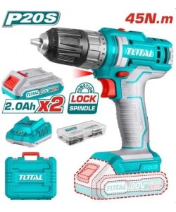 Masina de gaurit cu acumulator TOTAL, 20V-2.0AH LI-ION (2 ACUMULATORI) (INDUSTRIAL)