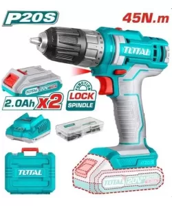 Masina de gaurit cu acumulator TOTAL, 20V-2.0AH LI-ION (2 ACUMULATORI) (INDUSTRIAL)