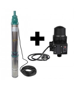 Pompa submersibila de mare adancime, DDT, QJD120-1.5, 1500 W, Inox, 8 turbine, apa curata + Presostat electronic