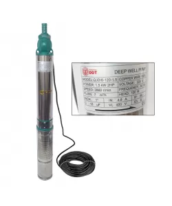 Pompa submersibila de mare adancime, DDT, QJD120-1.5, 1500 W, Inox, 8 turbine, apa curata + Presostat electronic Pompa submersibila de mare adancime, DDT, QJD120-1.5, 1500 W, Inox, 8 turbine, apa curata + Presostat electronic