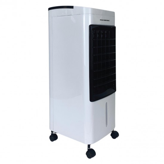 Ventilator cu racire si umidificare aer HAUSBERG HB-5955AB, 3 viteze, telecomanda, temporizator 12 ore, rezervor apa 4 l, portabil, Alb