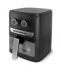 Friteuza cu aer cald HAUSBERG HB-2340, 1300-1500 W, 5 litri, temporizator 30 min, oprire automata, indicator luminos, termostat reglabil 80-200 grade C, protectie supraincalzire, picioare antiderapante, Negru