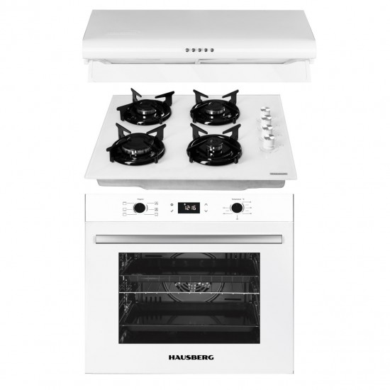 Pachet Cuptor electric incorporabil Hausberg HB-8054AB, Plita incorporabila Hausberg HB-563 si Hota traditionala Hausberg HB-1210AB
