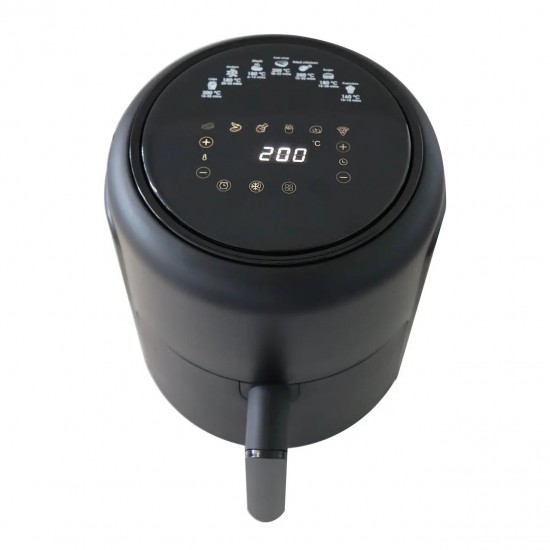 Friteuza cu aer cald HAUSBERG HB-2356, 1000-1200 W, 2.6 litri, temporizator 30 min, termostat reglabil 80 - 200 grade C, 5 programe gatit, protectie supraincalzire, Negru