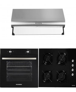 Pachet Cuptor Incorporabil Hausberg HB-805NG, + Plita incorporabila Hausberg HB-563, Gaz, + Hota traditionala Hausberg HB-1215