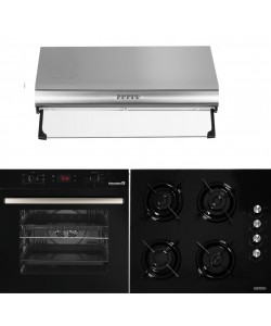 Pachet Cuptor electric incorporabil Hausberg HB-8054NG,, Plita incorporabila Hausberg HB-563, Gaz, Hota incorporabila decorativa Hausberg HB-1220
