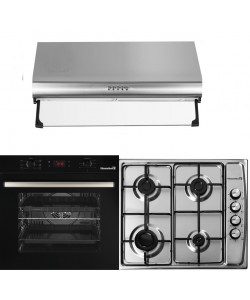 Pachet Cuptor electric incorporabil Hausberg HB-8054NG,, Plita Incorporabila HB-555, 4 arzatoare, Gaz, Hota incorporabila decorativa Hausberg HB-1220