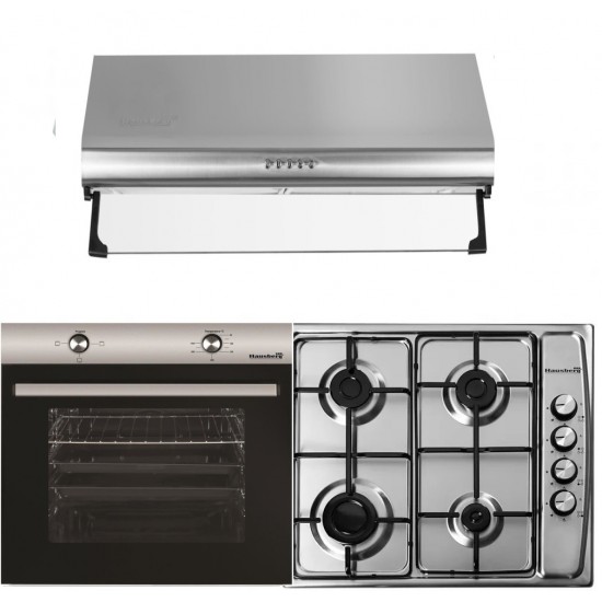 Pachet Cuptor incorporabil Hausberg HB-8051IN,, Plita Incorporabila HB-555, 4 arzatoare, Gaz, Hota incorporabila decorativa Hausberg HB-1220
