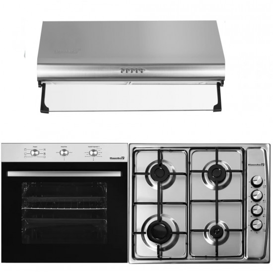 Pachet incorporabil Cuptor electric Hausberg HB-8053IN,  Plita Incorporabila HB-555, 4 arzatoare, Gaz, Hota incorporabila decorativa Hausberg HB-1220