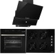 Pachet Incorporabil Cuptor electric Hausberg HB-8054, Clasa A, 71L, 2225W, Negru, Plita Incorporabila HB-563NG, 4 arzatoare, Gaz, Sticla, Negru, Hota Incorporabila decorativa HB-2285NG, 60 cm, Filtru aluminiu, Negru