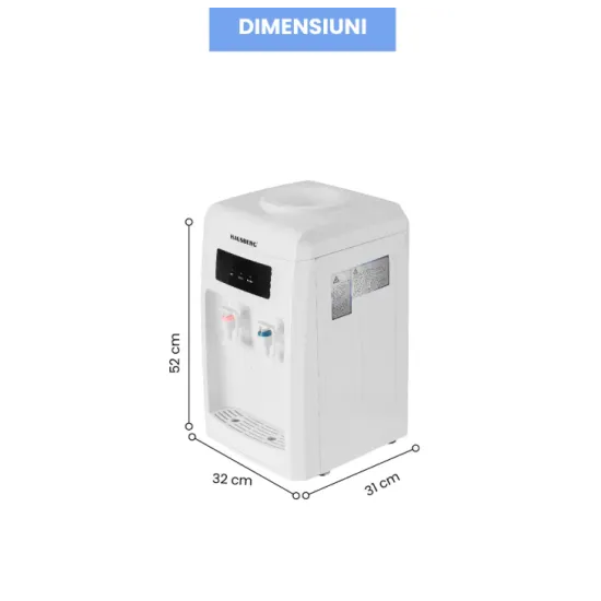 Dozator apa Hausberg HB-6026AB, putere incalzire 550 W, putere racire 80 W, indicatoare LED pentru apa calda si rece, termostat automat, Alb