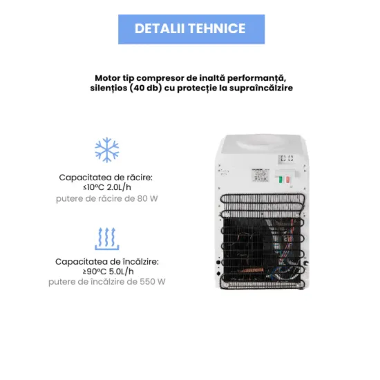 Dozator apa Hausberg HB-6026AB, putere incalzire 550 W, putere racire 80 W, indicatoare LED pentru apa calda si rece, termostat automat, Alb