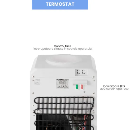 Dozator apa Hausberg HB-6026AB, putere incalzire 550 W, putere racire 80 W, indicatoare LED pentru apa calda si rece, termostat automat, Alb