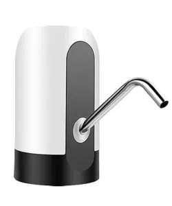 Dispozitiv electric reincarcabil de pompare apa, HAUSBERG HB-2605, din otel inoxidabil si plastic, pentru sticle PET de 10l, buton on/off, baterie incorporata, USB, alb/negru