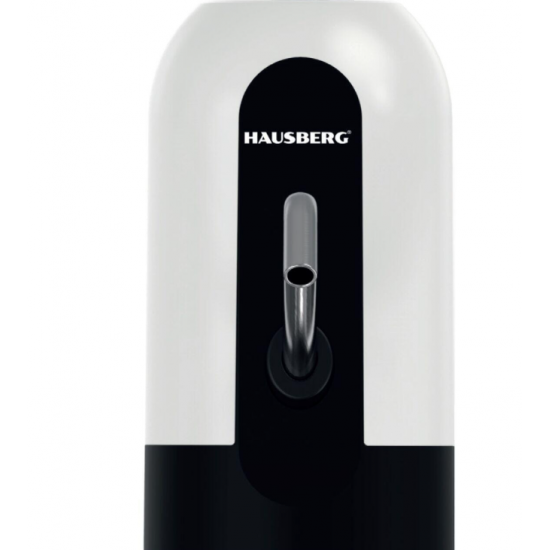 Dispozitiv electric reincarcabil de pompare apa, HAUSBERG HB-2605, din otel inoxidabil si plastic, pentru sticle PET de 10l, buton on/off, baterie incorporata, USB, alb/negru