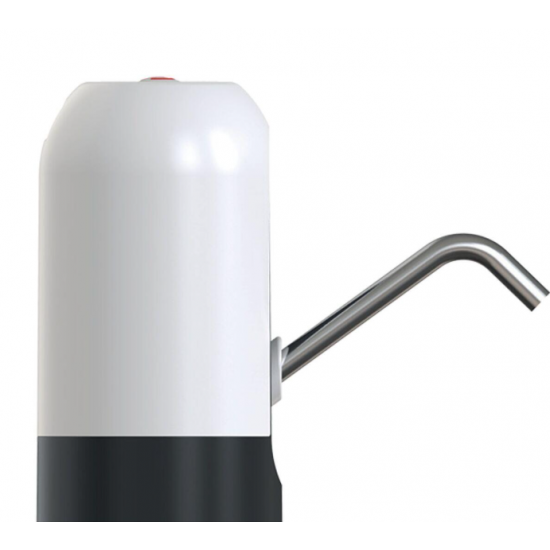 Dispozitiv electric reincarcabil de pompare apa, HAUSBERG HB-2605, din otel inoxidabil si plastic, pentru sticle PET de 10l, buton on/off, baterie incorporata, USB, alb/negru