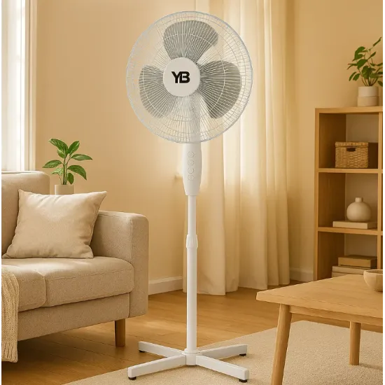 Ventilator cu picior HAUSBERG XB-110, 55w, 16 inch, 3 viteze, oscilatie, inaltime reglabila, Alb