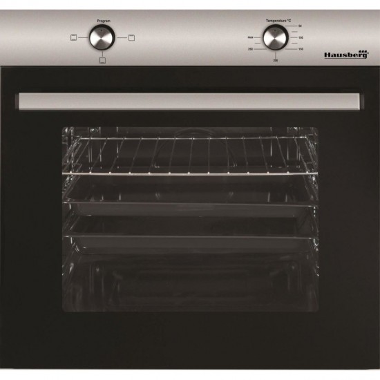 Pachet incorporabil Hausberg Cuptor electric HB-8051IN, Clasa A, 76L, 2000W, Negru/Inox Plita Incorporabila HB-555, 4 arzatoare, Gaz, Inox, Hota incorporabila telescopica HB-1285IN, Putere de absorbtie 420 m3/h, 2 motoare, 60 cm, Negru