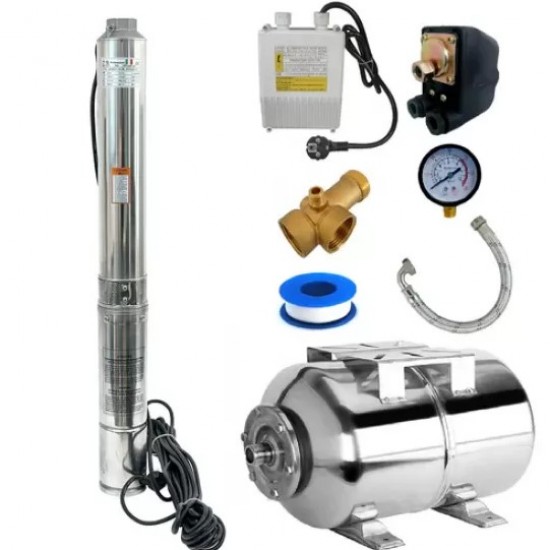 Kit Hidrofor Zinith Italy 50L inox cu Pompa submersibila  3STM122, 1.25KW, 140m, 100 l/min, 3/4 toli (21.5mm), Sistem premium complet