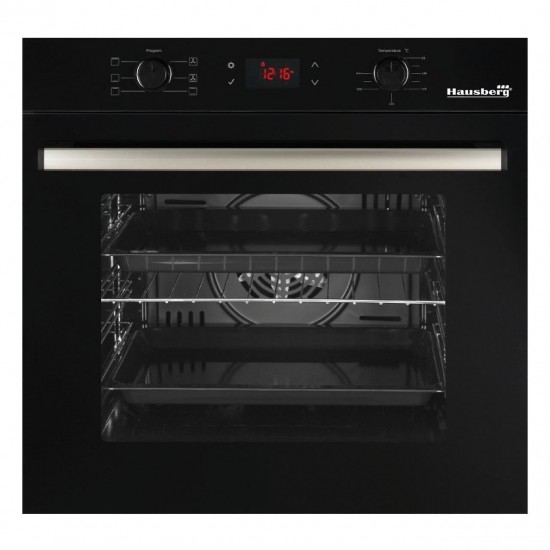 Pachet Incorporabil Cuptor electric Hausberg HB-8054, Clasa A, 71L, 2225W, Negru, Plita Incorporabila HB-555, 4 arzatoare, Gaz, Inox, Hota incorporabila telescopica HB-1285IN, Putere de absorbtie 420 m3/h, 2 motoare, 60 cm, Negru