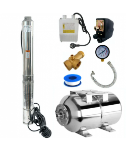 Kit Hidrofor Zinith Italy 50L Inox cu Pompa submersibila 4STM807, 1.65KW, 80m, 266 l/min, 1.25 toli (32mm) , Sistem premium complet
