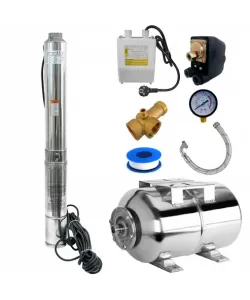 Kit Hidrofor Zinith Italy 50L Inox cu Pompa submersibila 4STM807, 1.65KW, 80m, 266 l/min, 1.25 toli (32mm) , Sistem premium complet