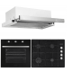 Pachet cuptor incorporabil Hausberg HB-8053NG, Electric, 2225 W, 71 l, 6 Functii, Ventilatie, Timer, Clasa A, Plita HB-558NG, Gaz, 4 arzatoare standard, Hota telescopica HB-1285IN, absorbtie 420 m3/h, 2 motoare, 60 cm, Negru