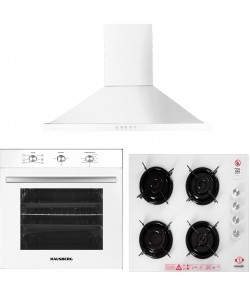 Pachet Incorporabil Cuptor incorporabil Hausberg HB-8053AB,, Alb,Plita incorporabila Hausberg HB-563AB,,Hota incorporabila decorativa Hausberg HB-1260AB
