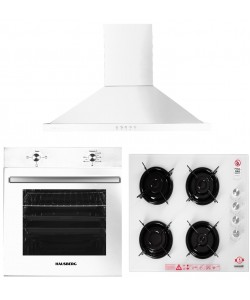 Pachet Incorporabil Cuptor electric Hausberg HB-8051AB,, Alb,Plita incorporabila Hausberg HB-563AB,,Hota incorporabila decorativa Hausberg HB-1260AB