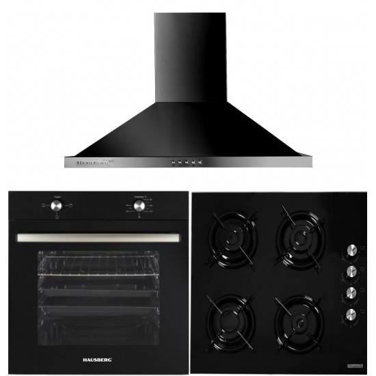 Pachet Incorporabil Cuptor incorporabil Hausberg HB-8051NG,  Plita incorporabila Hausberg HB-563 si Hota incorporabila decorativa Hausberg HB-1260NG