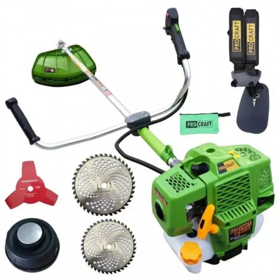 Motocoasa benzina Procraft T4350 Pro cu 4 sisteme de taiere, 4.8 CP, 9000rpm +Cultivator+ Cap drujba