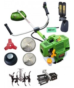 Motocoasa benzina Procraft T4350 Pro cu 4 sisteme de taiere, 4.8 CP, 9000rpm + Prasitoare+ Cultivator