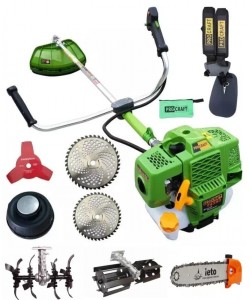 Motocoasa benzina Procraft T4350 Pro cu 4 sisteme de taiere, 4.8 CP, 9000rpm + Prasitoare+ Cultivator+ Cap drujba