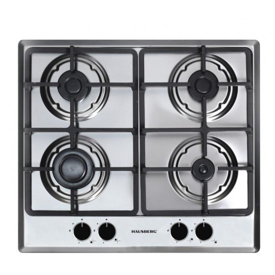Pachet incorporabil Hausberg Cuptor HB-8053IN, Electric, Putere 2225 W, 71 l, 6 Functii, Ventilatie, Timer, Plita incorporabila HB-556IN, Gaz, 4 arzatoare, Sistem siguranta GAZ, fonta, Hota decorativa HB-1260, absorbtie 450 m3/h, 1 motor, 60 cm, Inox