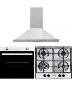 Pachet incorporabil Hausberg Cuptor HB-8051IN, Electric, Putere 2000 W, 76 l, 4 Functii, Plita incorporabila HB-556IN, Gaz, 4 arzatoare, Sistem siguranta GAZ, Gratar din fonta, Hota decorativa HB-1260, absorbtie 450 m3/h, 1 motor, 60 cm, Inox